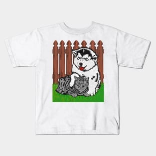 Cat and Dog Friends Kids T-Shirt